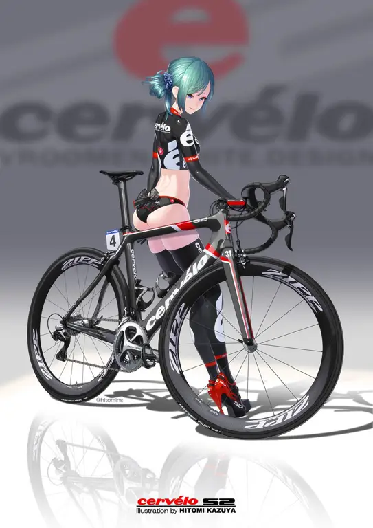Petualangan bersepeda di dunia anime Karakter anime sedang bersepeda di jalan yang indah