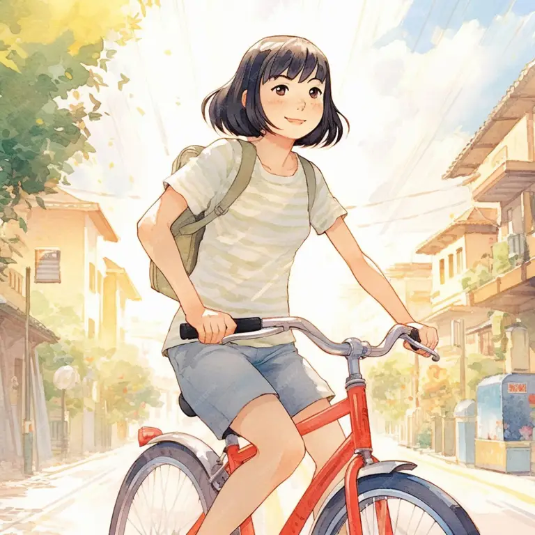 Persahabatan dan kerja sama dalam anime sepeda Karakter-karakter anime sedang bersepeda dengan semangat