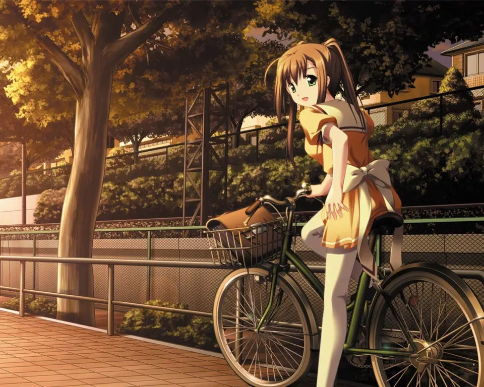 Keindahan alam dalam perjalanan bersepeda Pemandangan indah saat bersepeda dalam anime