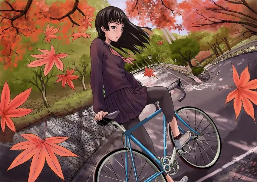 Keindahan alam dan persahabatan dalam adegan bersepeda anime Sekelompok gadis anime bersepeda di alam
