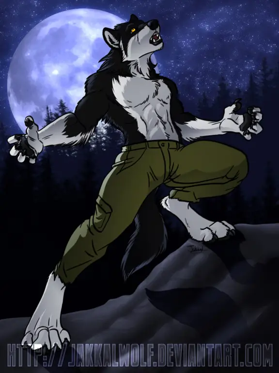 Adegan transformasi manusia serigala dalam anime Transformasi manusia serigala dalam anime