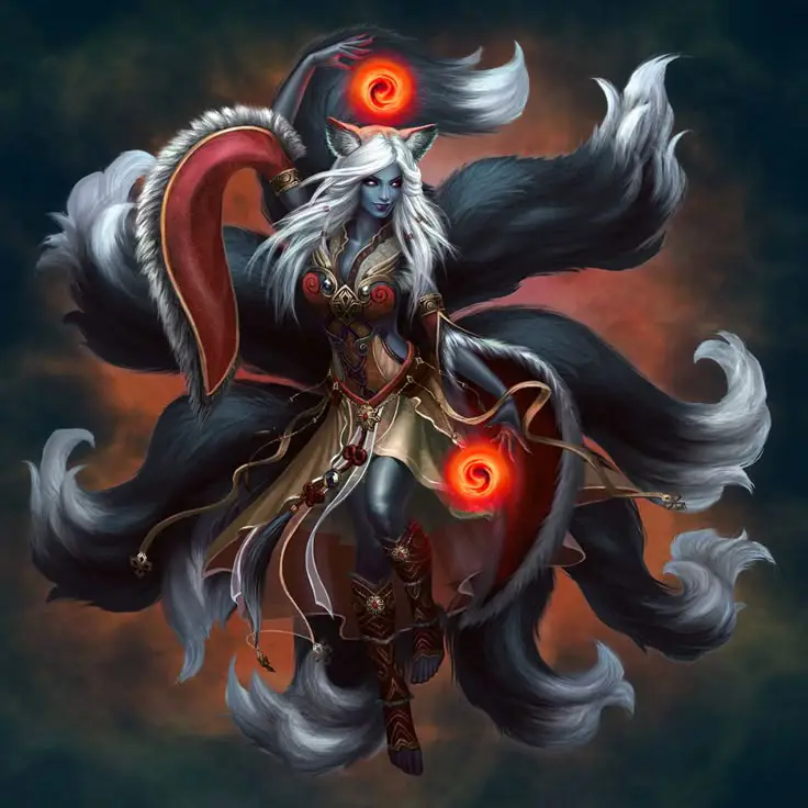 Siluman Rubah Kitsune Ilustrasi siluman rubah dalam anime