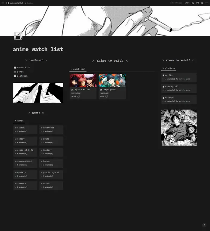 Kelola Daftar Tonton Anime Anda Antarmuka Daftar Tonton Anime