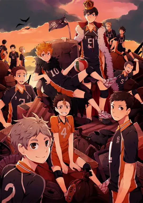 Adegan pertandingan voli di anime Haikyu!!