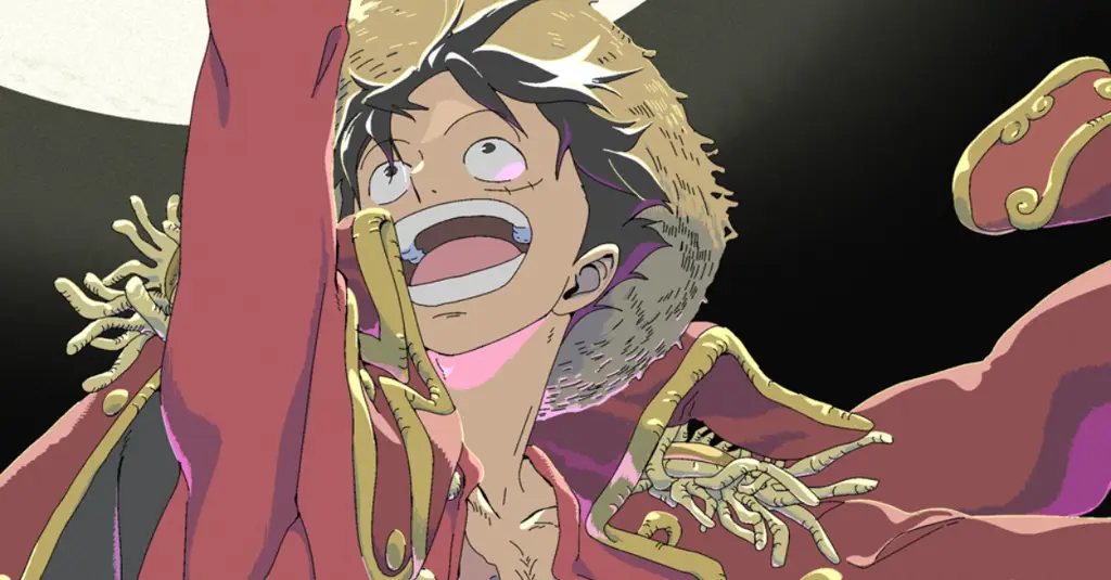 Merayakan Kemenangan Gambar Luffy dan kru Topi Jerami sedang merayakan keberhasilan