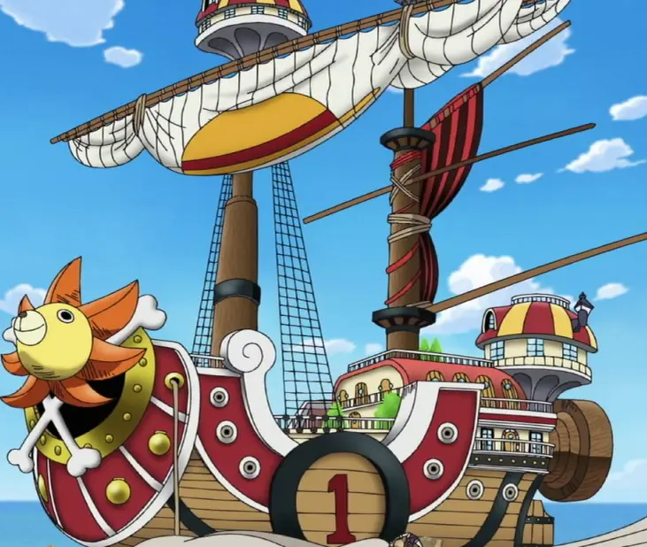 Thousand Sunny membelah lautan Grand Line Gambar Thousand Sunny, kapal bajak laut Luffy
