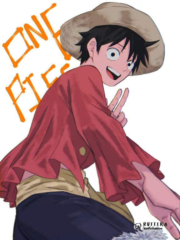 Monkey D. Luffy: Kapten yang Ceria dan Bertekad Gambar Monkey D. Luffy, karakter utama dalam kartun One Piece