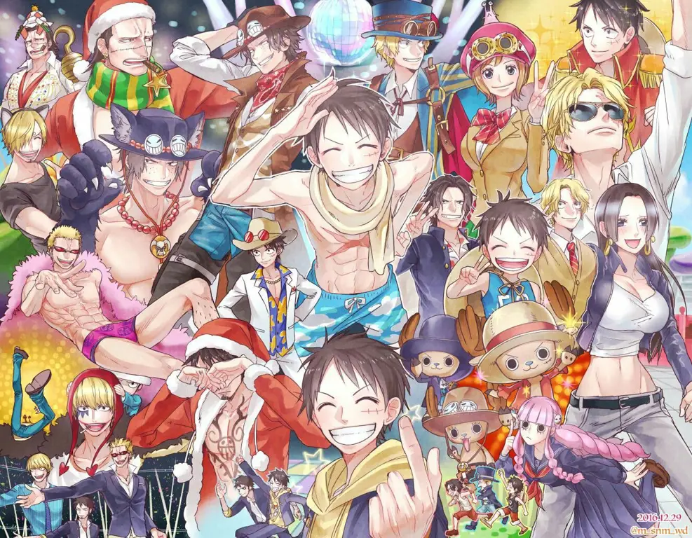 Menikmati One Piece Bersama Kru Topi Jerami Gambar Luffy dan kru Topi Jerami menonton anime bersama