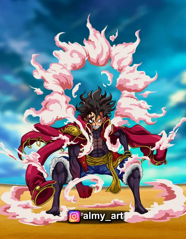 Luffy dengan kekuatan Gear 5 yang dahsyat Luffy menggunakan Gear 5 dalam anime One Piece