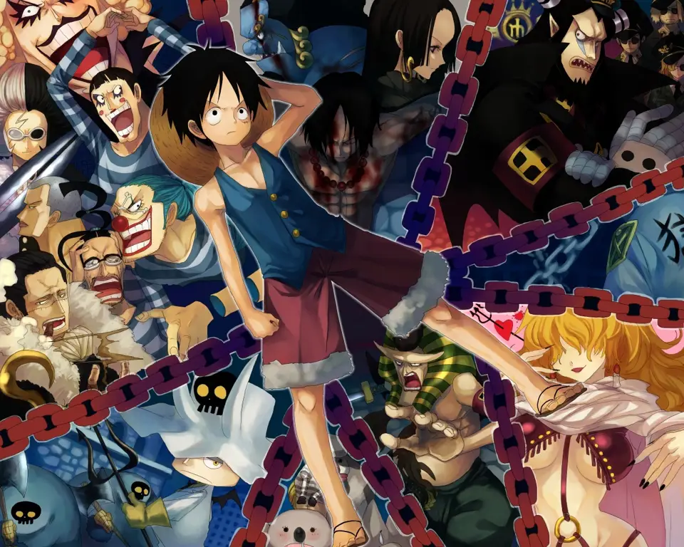 Luffy bersama kru bajak laut Topi Jerami Gambar Luffy dan kru Topi Jerami