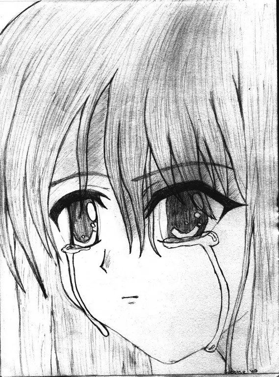 Gambar seorang gadis anime yang sedih