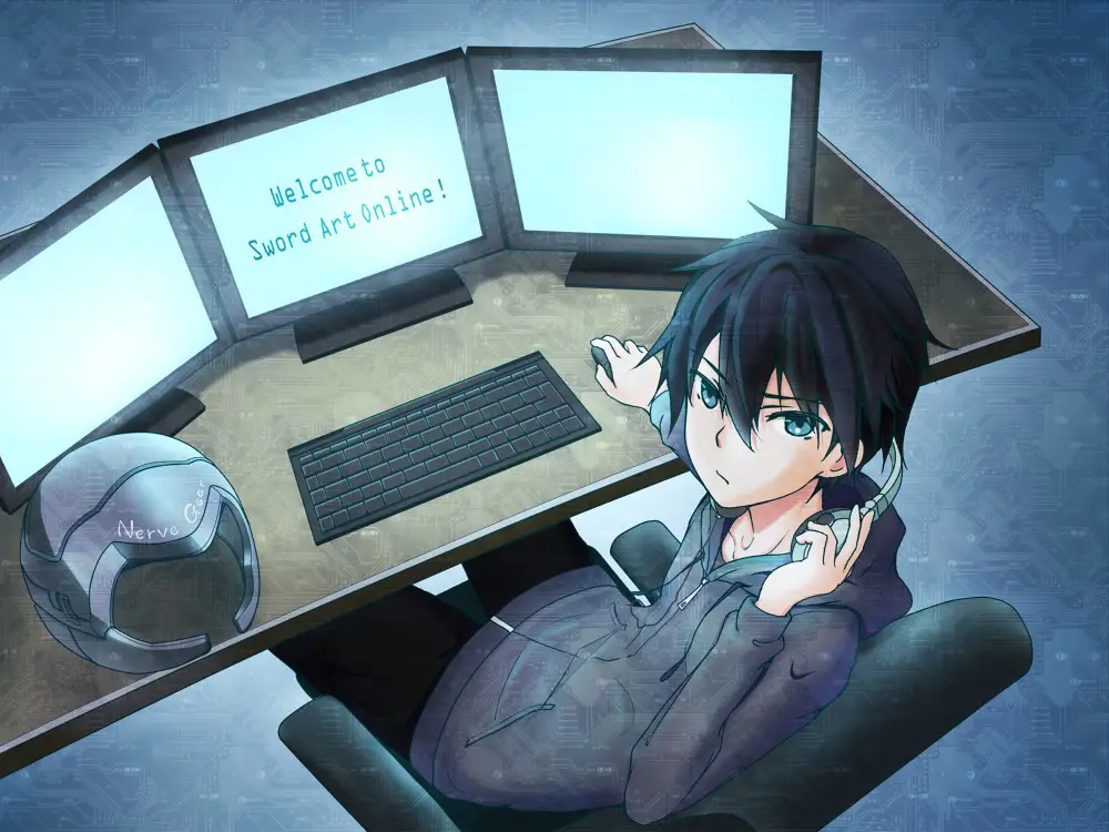 Streaming Anime di Laptop Gambar laptop menampilkan anime yang sedang diputar