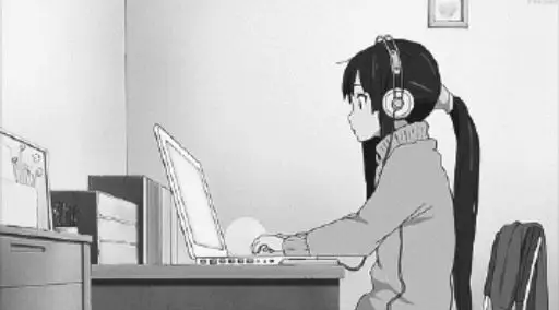 Menikmati Anime di Tablet Gambar karakter anime menonton anime di tablet