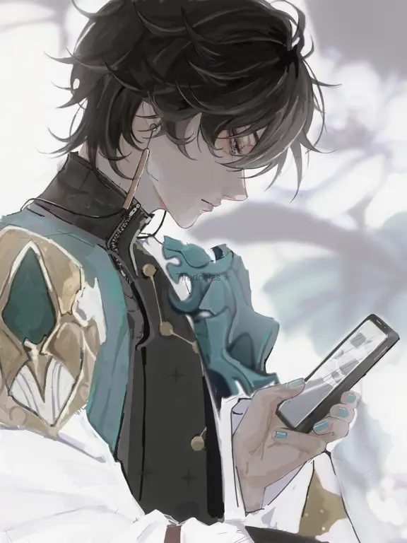 Menikmati Anime di Aplikasi Streaming Karakter anime menonton anime di tablet