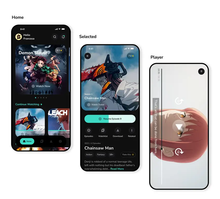Contoh Antarmuka Aplikasi Streaming Anime Antarmuka aplikasi streaming anime