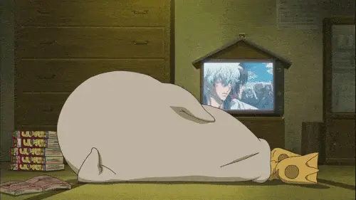 Menikmati Anime Bersama Gambar karakter anime sedang menonton anime di layar