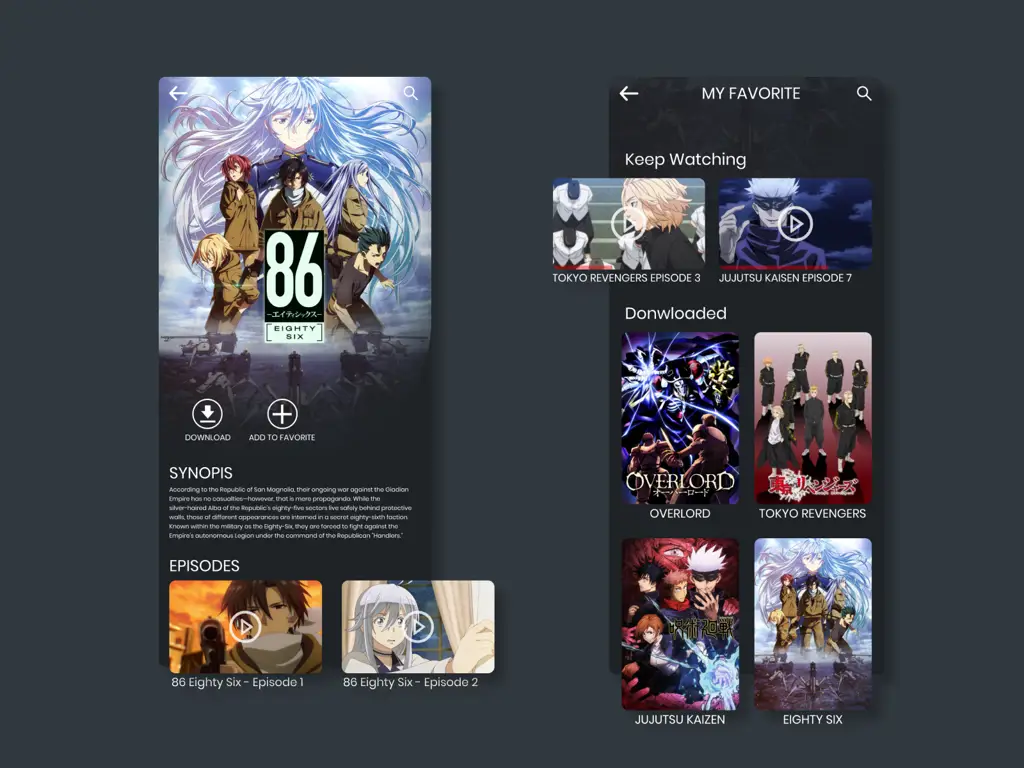 Aplikasi dengan Antarmuka yang Ramah Pengguna Antarmuka aplikasi streaming anime berkualitas tinggi