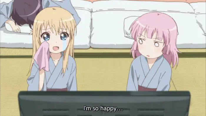 Menikmati Anime Bersama Gambar karakter anime sedang menonton anime