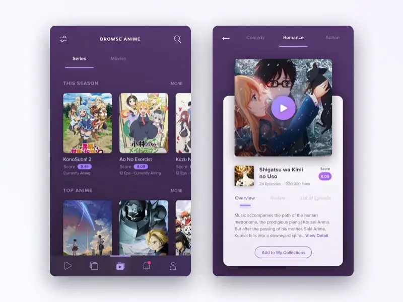 Antarmuka Aplikasi Streaming Contoh antarmuka aplikasi streaming anime