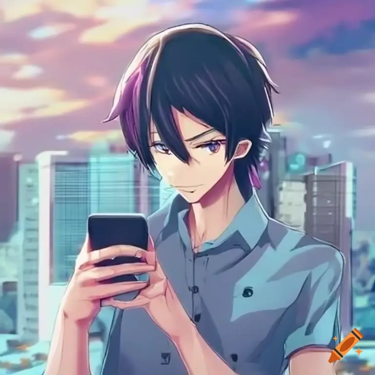 Menikmati Anime di Ponsel Karakter anime menonton anime di ponsel mereka
