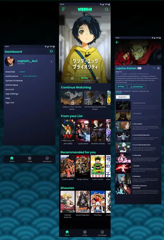 Contoh antarmuka aplikasi streaming anime yang mudah digunakan Antarmuka aplikasi streaming anime