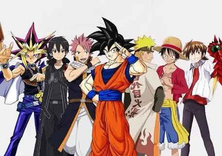 Menikmati anime bersama teman-teman Karakter anime sedang menonton anime bersama